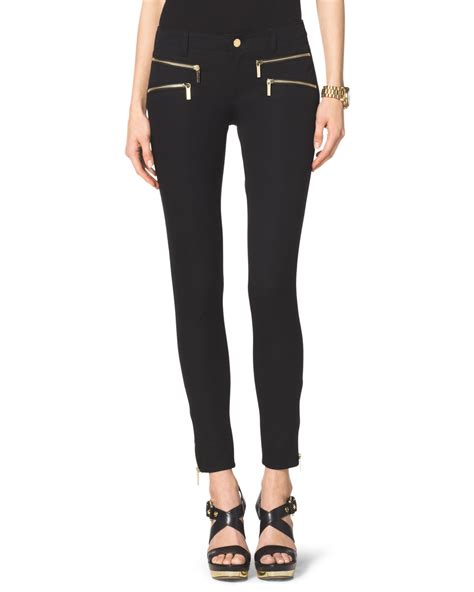 michael kors black zipper pants|Michael Kors pull on pants.